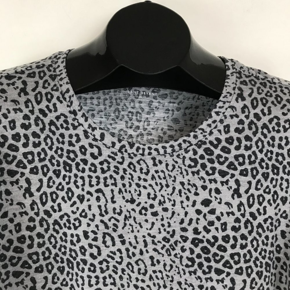 Lane Bryant Animal Print Tee Women's Plus Size 26/28 Crew Neck Long Sleeves - Picture 4 of 12